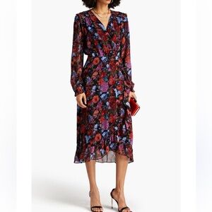 PAIGE Paulette 100% Silk Floral V-Neck Wrap Dress Size M